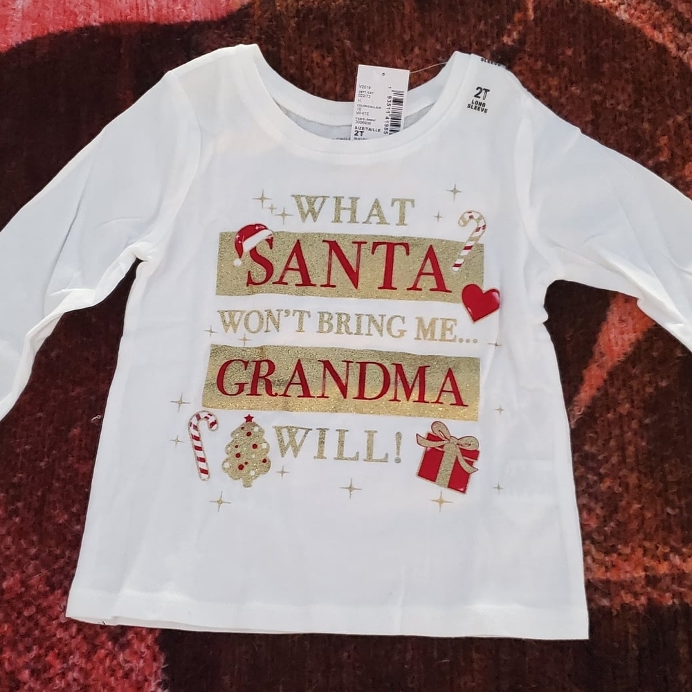 The Children's Place White Long Sleeve Tee with Gold and Red Accents
